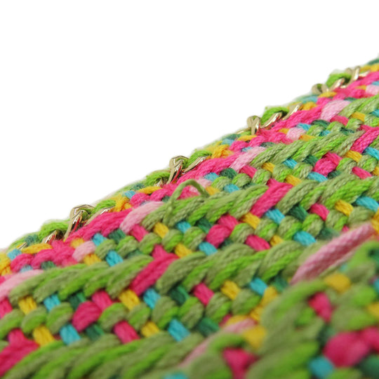 CHANEL Shoulder Bag Tweed pink ChainShoulder COCO Mark Gold Metal Women Used Authentic