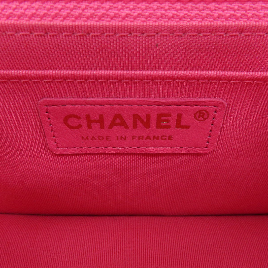 CHANEL Shoulder Bag Tweed pink ChainShoulder COCO Mark Gold Metal Women Used Authentic