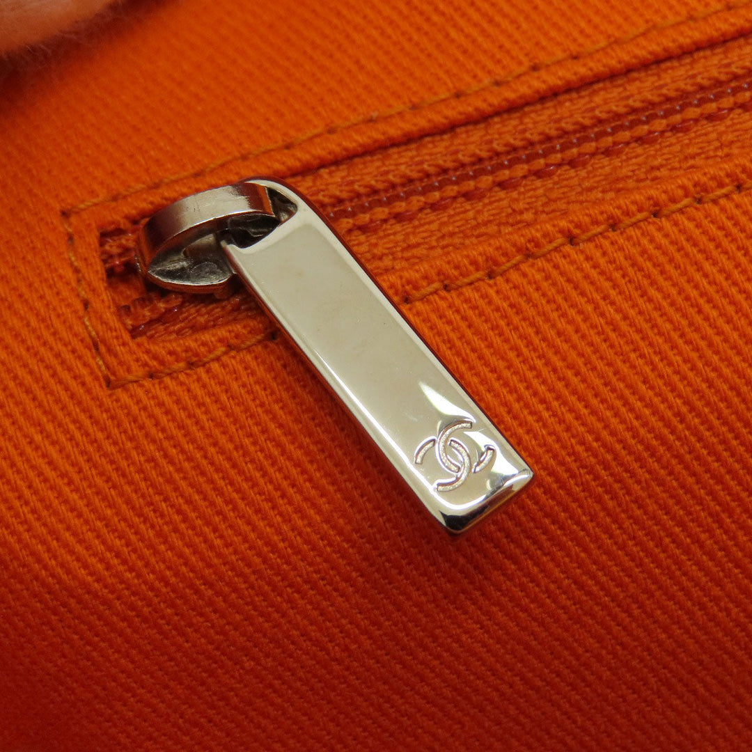 CHANEL Shoulder Bag canvas Orange Deauville Bowling Bag SilverMetal 2WAY Women Used Authentic
