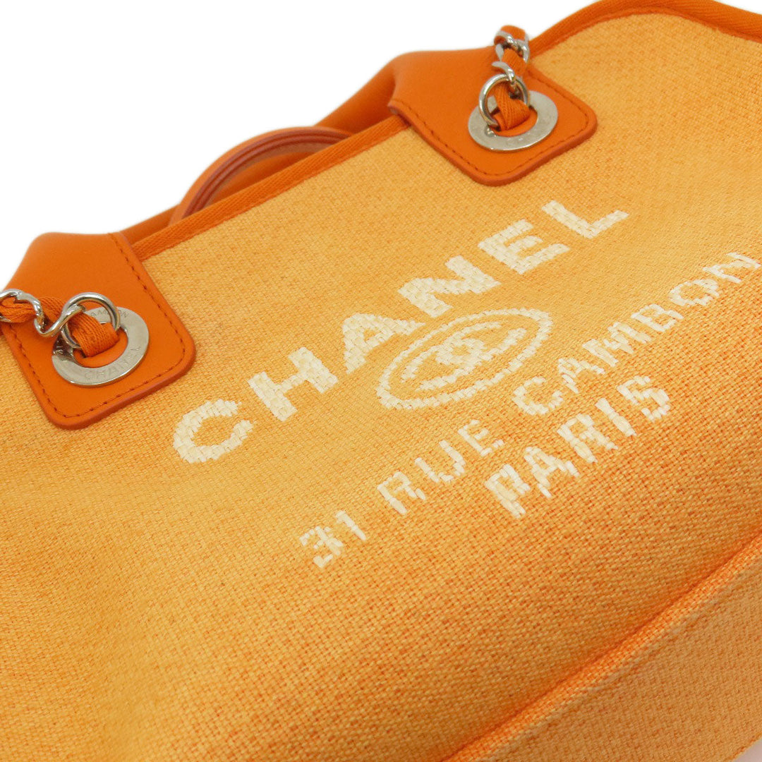 CHANEL Shoulder Bag canvas Orange Deauville Bowling Bag SilverMetal 2WAY Women Used Authentic