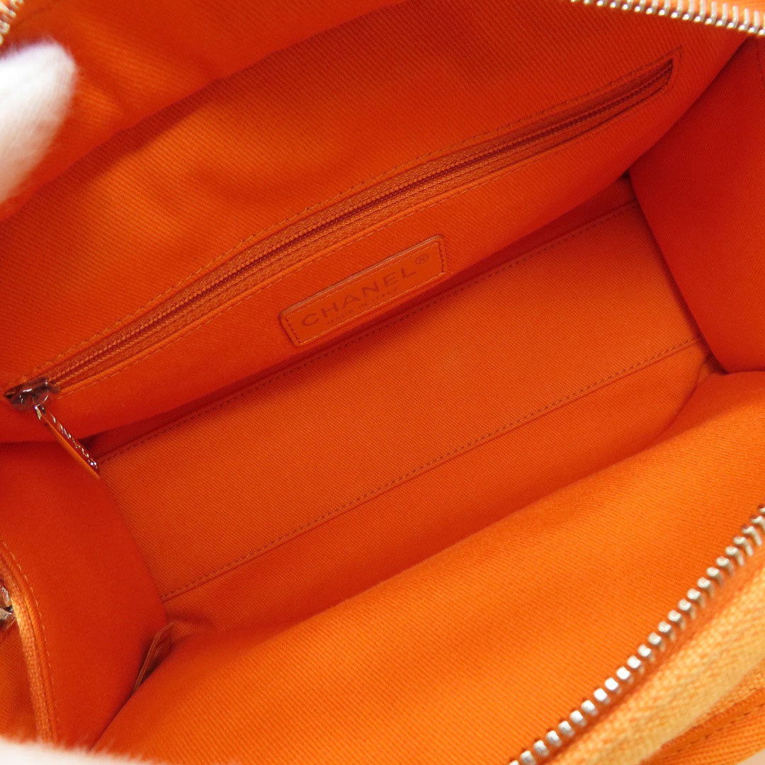 CHANEL Shoulder Bag canvas Orange Deauville Bowling Bag SilverMetal 2WAY Women Used Authentic