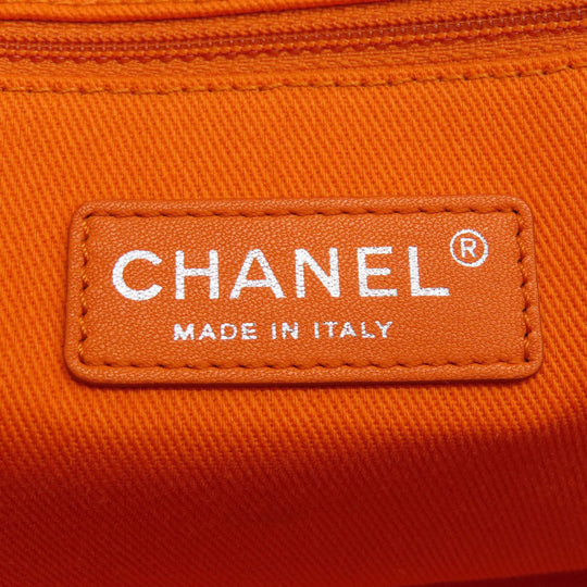 CHANEL Shoulder Bag canvas Orange Deauville Bowling Bag SilverMetal 2WAY Women Used Authentic