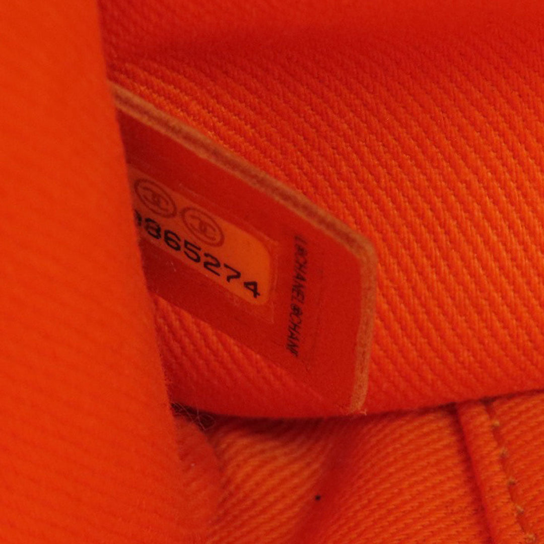 CHANEL Shoulder Bag canvas Orange Deauville Bowling Bag SilverMetal 2WAY Women Used Authentic