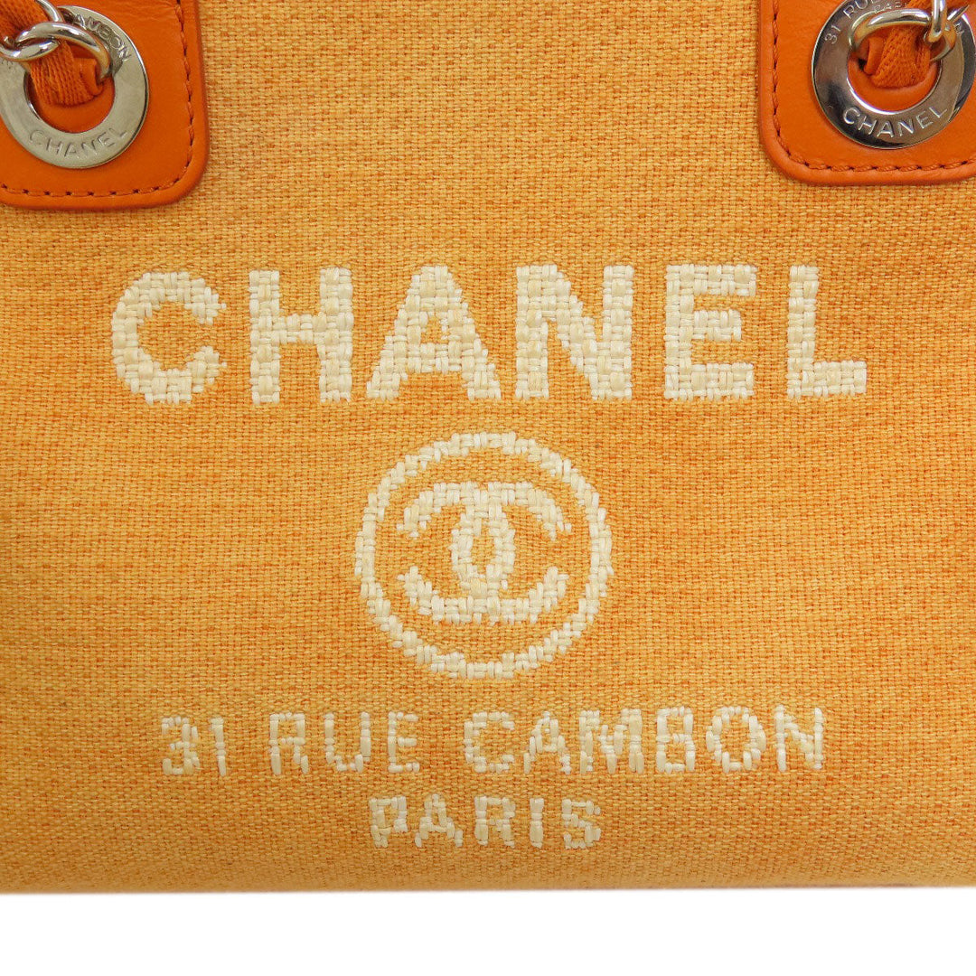 CHANEL Shoulder Bag canvas Orange Deauville Bowling Bag SilverMetal 2WAY Women Used Authentic