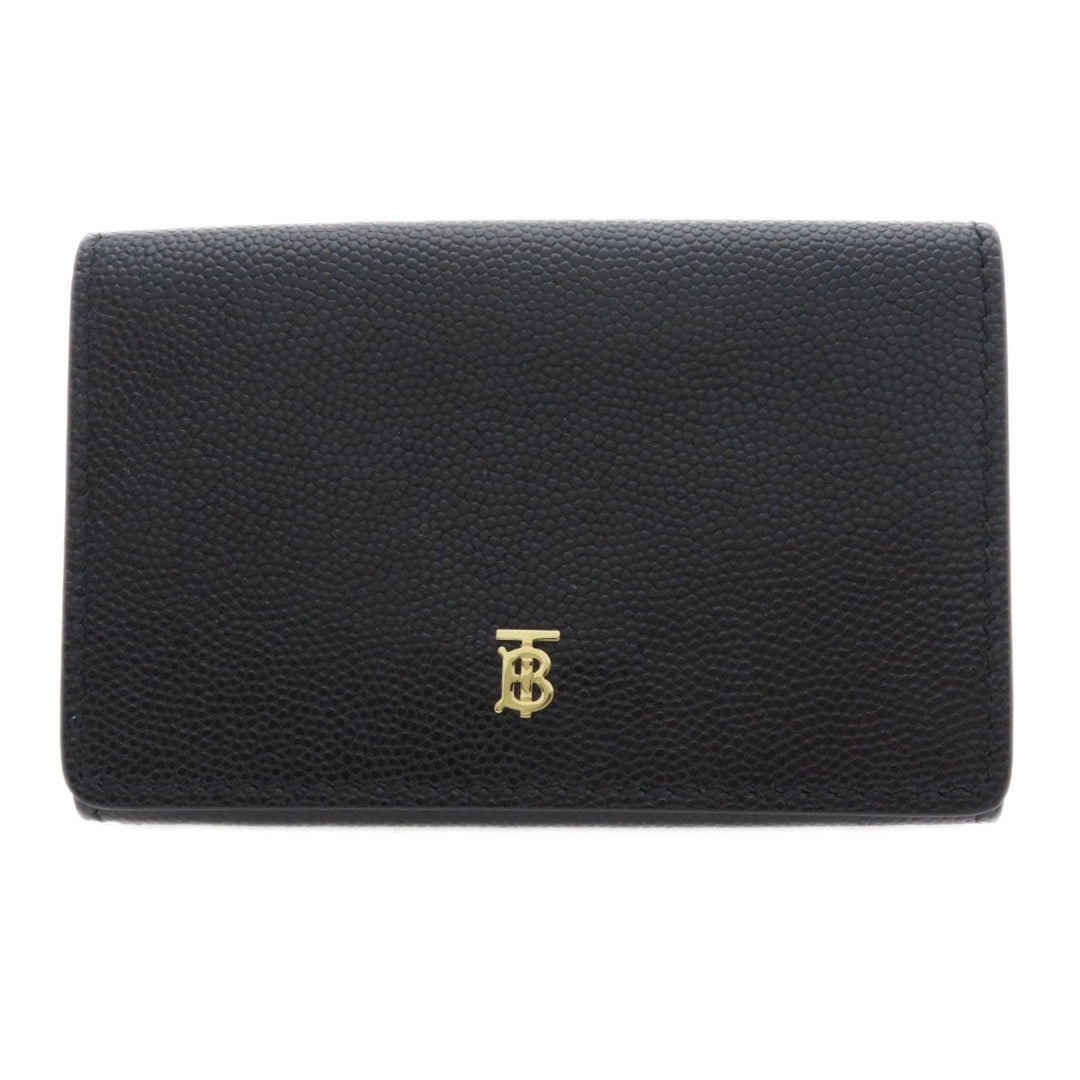 BURBERRY Bifold Wallet Calfskin black logoMetal tri-fold Women Used Authentic