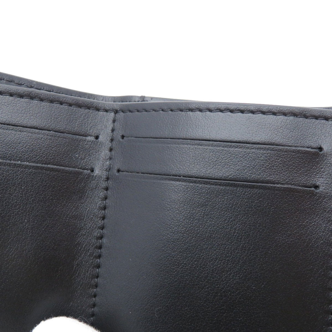 BURBERRY Bifold Wallet Calfskin black logoMetal tri-fold Women Used Authentic