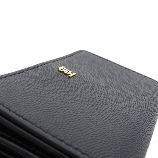 BURBERRY Bifold Wallet Calfskin black logoMetal tri-fold Women Used Authentic