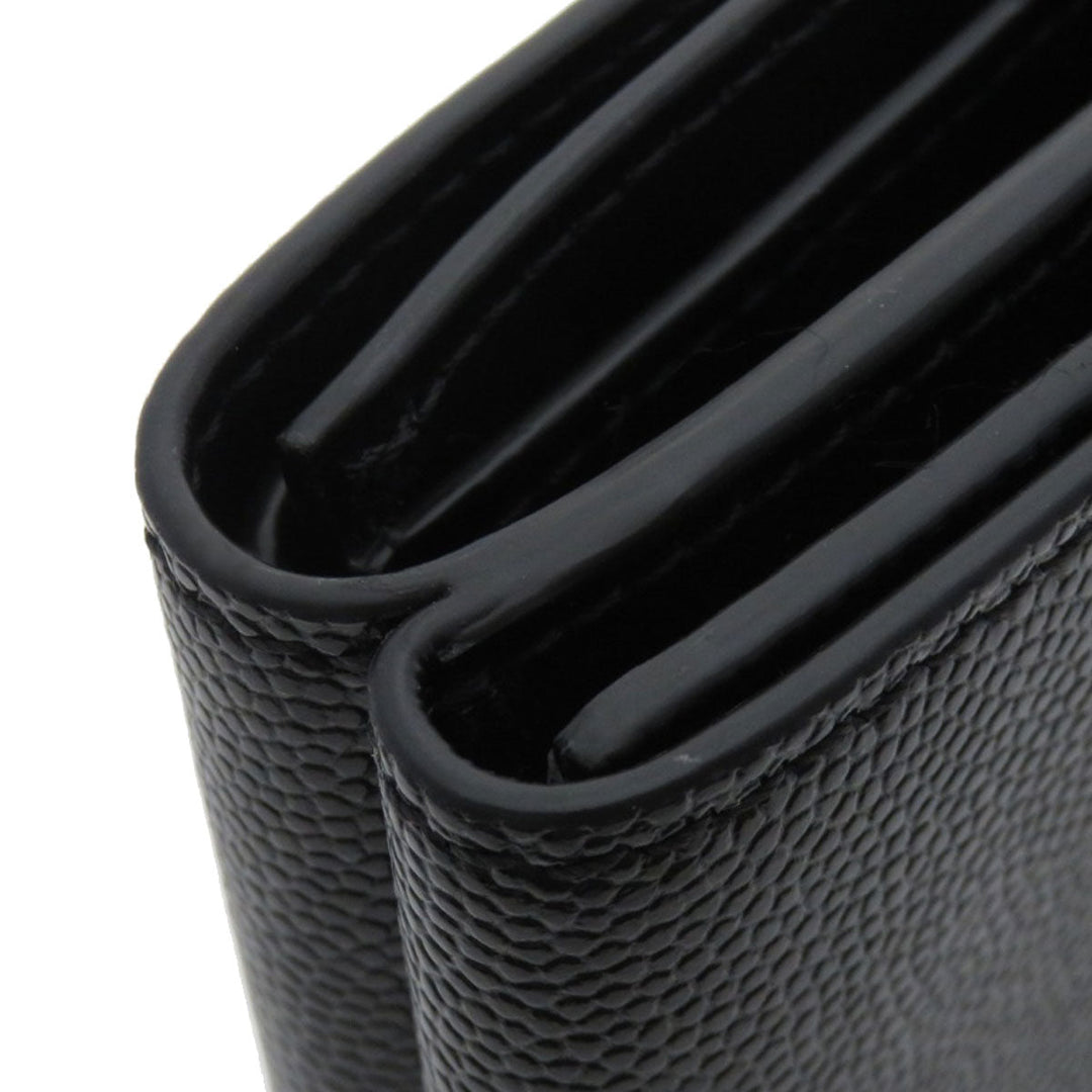 BURBERRY Bifold Wallet Calfskin black logoMetal tri-fold Women Used Authentic