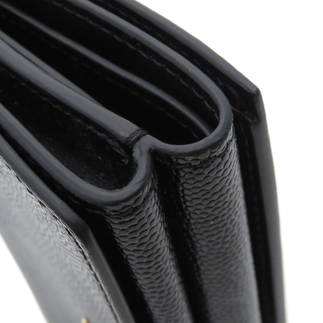 BURBERRY Bifold Wallet Calfskin black logoMetal tri-fold Women Used Authentic