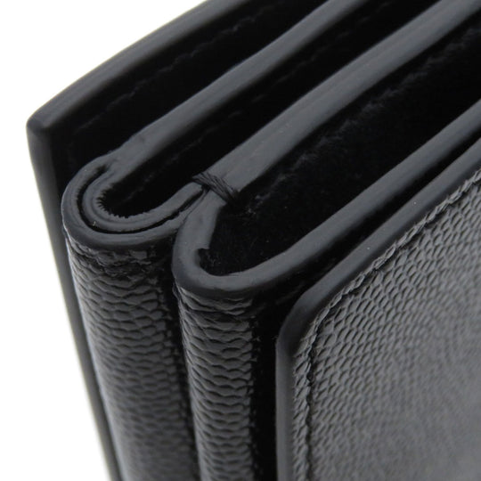 BURBERRY Bifold Wallet Calfskin black logoMetal tri-fold Women Used Authentic