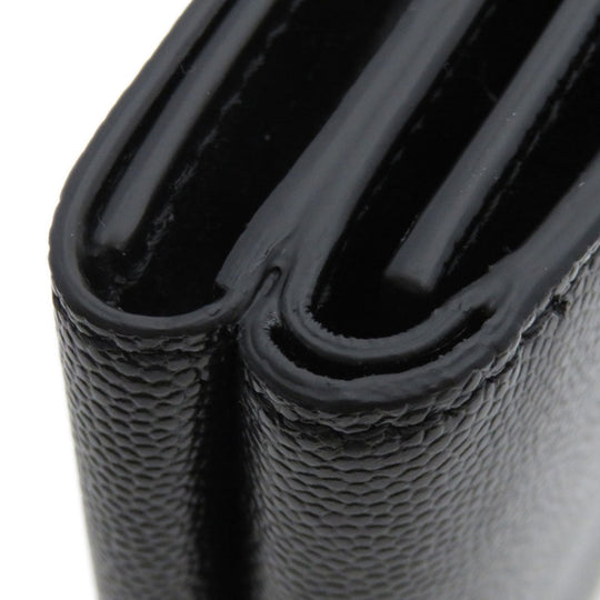 BURBERRY Bifold Wallet Calfskin black logoMetal tri-fold Women Used Authentic