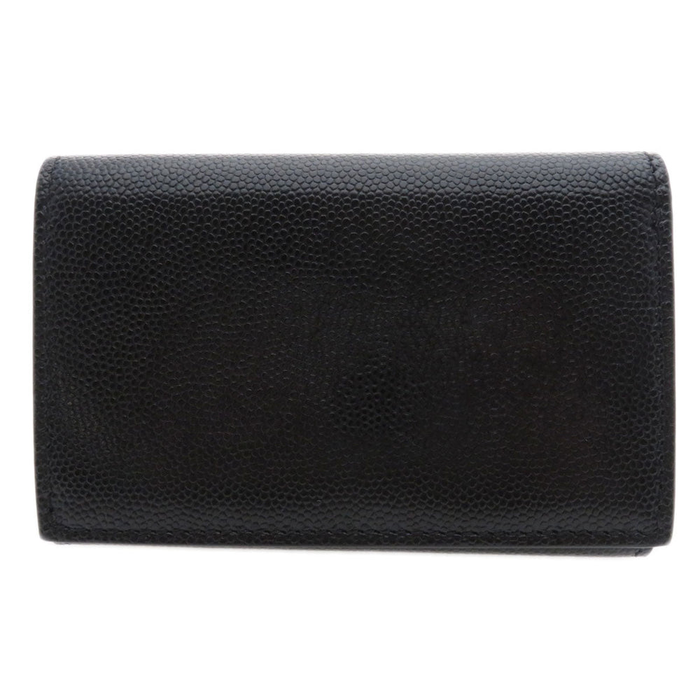 BURBERRY Bifold Wallet Calfskin black logoMetal tri-fold Women Used Authentic