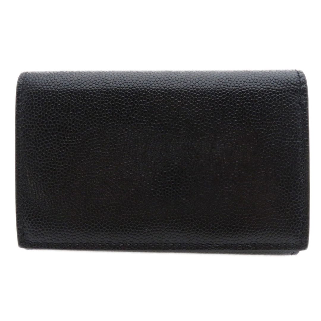 BURBERRY Bifold Wallet Calfskin black logoMetal tri-fold Women Used Authentic