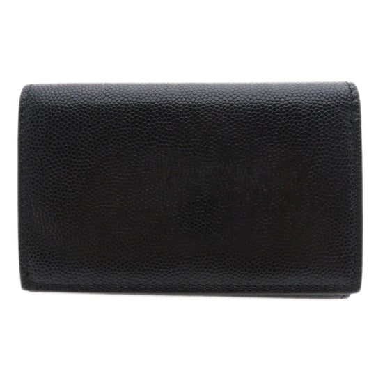 BURBERRY Bifold Wallet Calfskin black logoMetal tri-fold Women Used Authentic