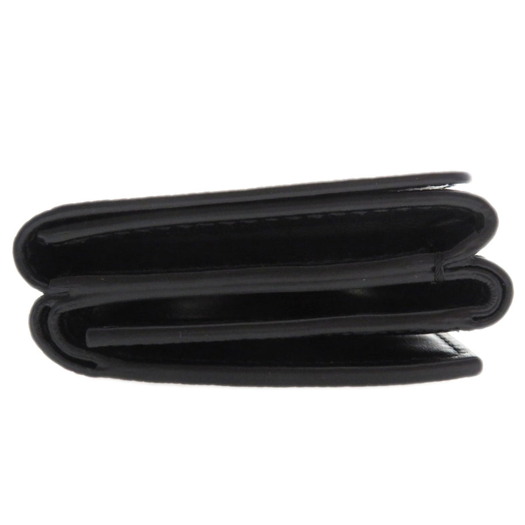 BURBERRY Bifold Wallet Calfskin black logoMetal tri-fold Women Used Authentic