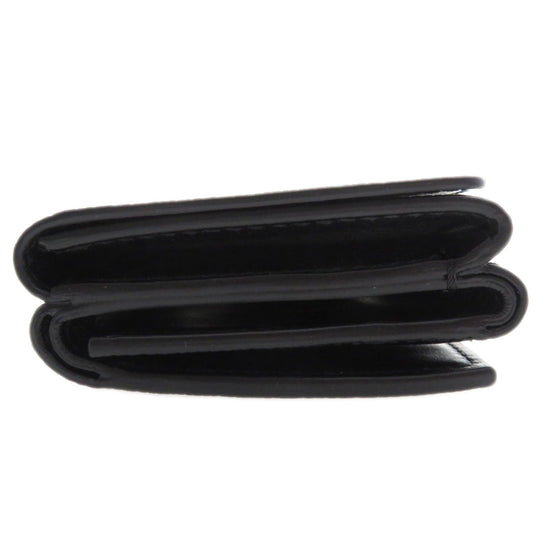 BURBERRY Bifold Wallet Calfskin black logoMetal tri-fold Women Used Authentic