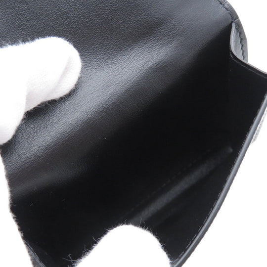 BURBERRY Bifold Wallet Calfskin black logoMetal tri-fold Women Used Authentic