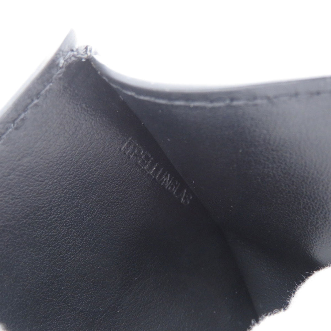 BURBERRY Bifold Wallet Calfskin black logoMetal tri-fold Women Used Authentic