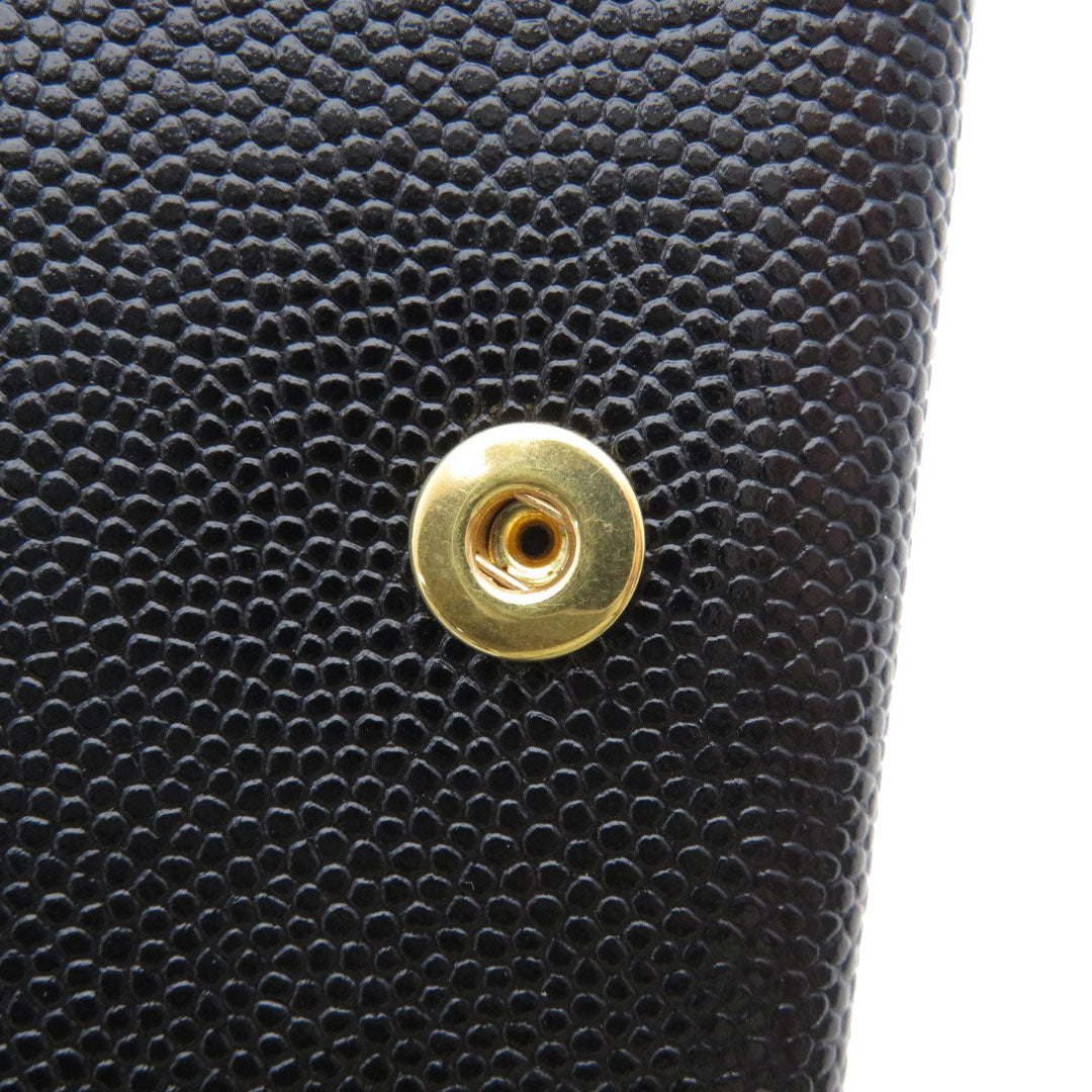 BURBERRY Bifold Wallet Calfskin black logoMetal tri-fold Women Used Authentic