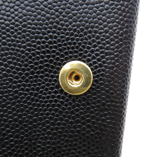 BURBERRY Bifold Wallet Calfskin black logoMetal tri-fold Women Used Authentic