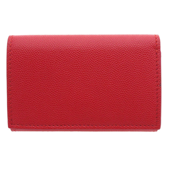 BURBERRY Bifold Wallet Calfskin Red logoMetal tri-fold Women Used Authentic
