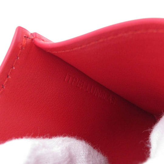 BURBERRY Bifold Wallet Calfskin Red logoMetal tri-fold Women Used Authentic