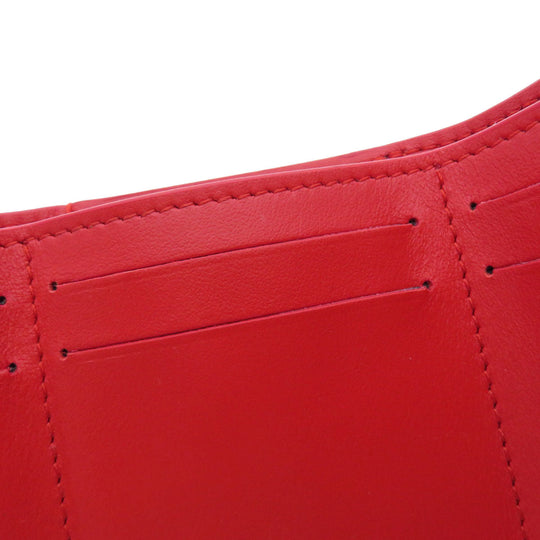 BURBERRY Bifold Wallet Calfskin Red logoMetal tri-fold Women Used Authentic