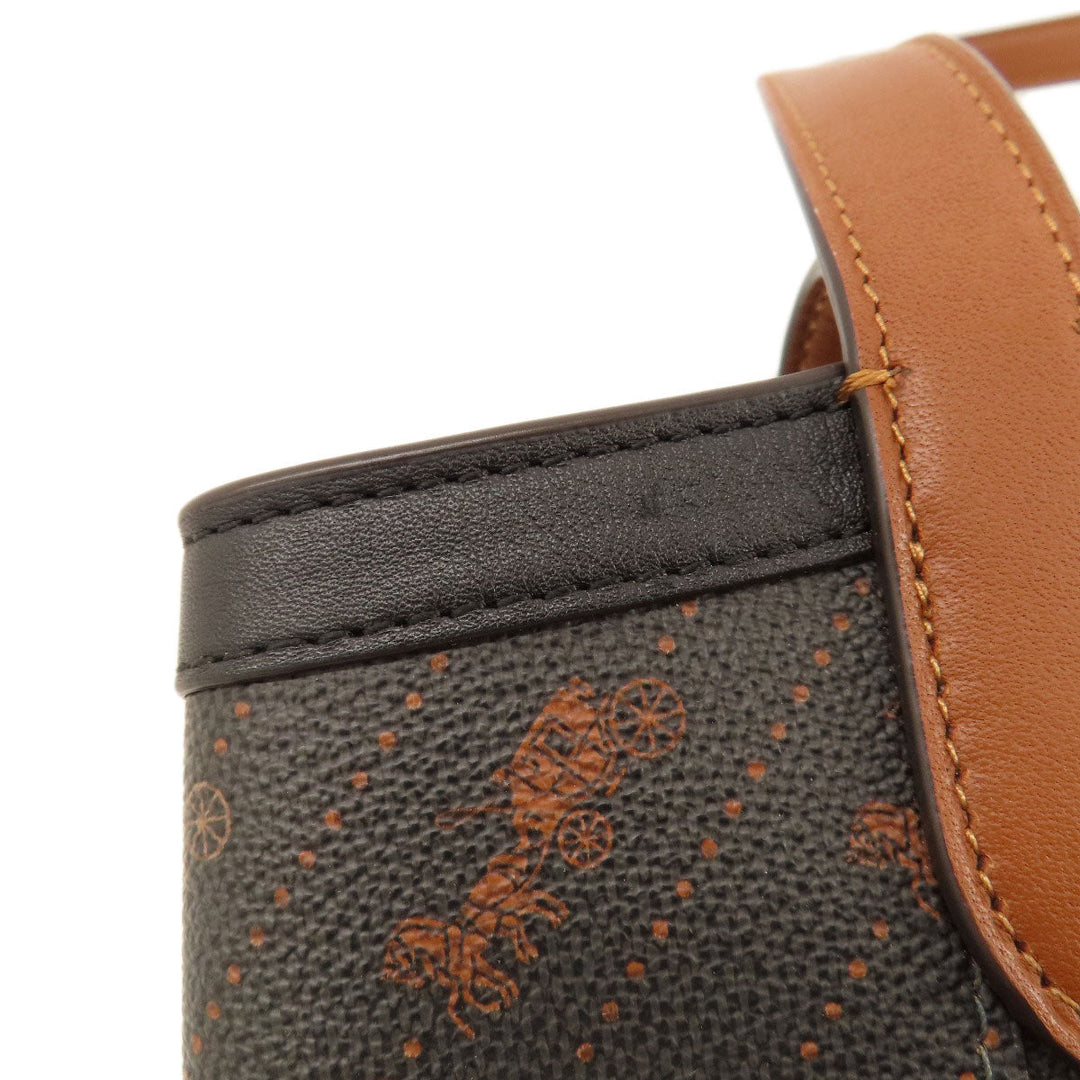 COACH Tote Bag C4060 PVC, Leather Brown Hose and carriage Women Used Authentic