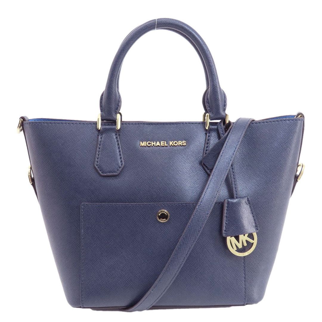 MICHAEL KORS Handbag PVC Navy 2WAY Women Used Authentic