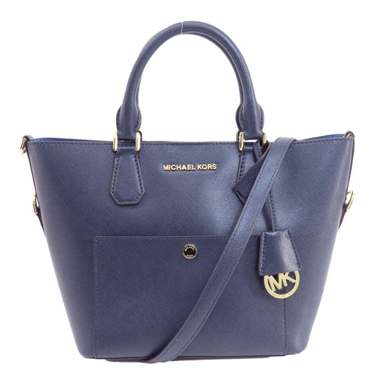 MICHAEL KORS Handbag PVC Navy 2WAY Women Used Authentic