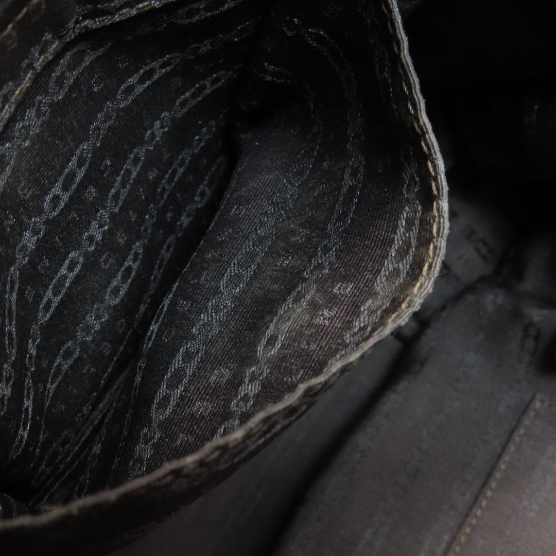 CELINE Tote Bag leather Brown Stripe stitch Women Used Authentic