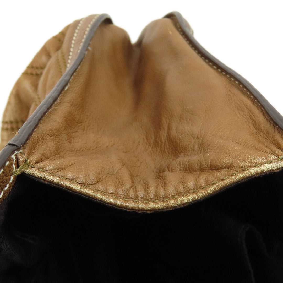 CELINE Tote Bag leather Brown Stripe stitch Women Used Authentic