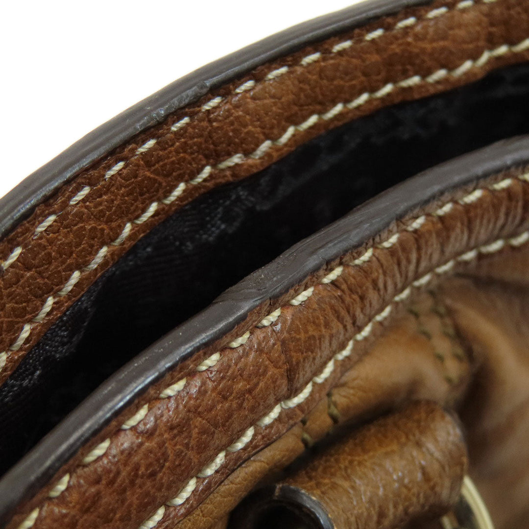 CELINE Tote Bag leather Brown Stripe stitch Women Used Authentic