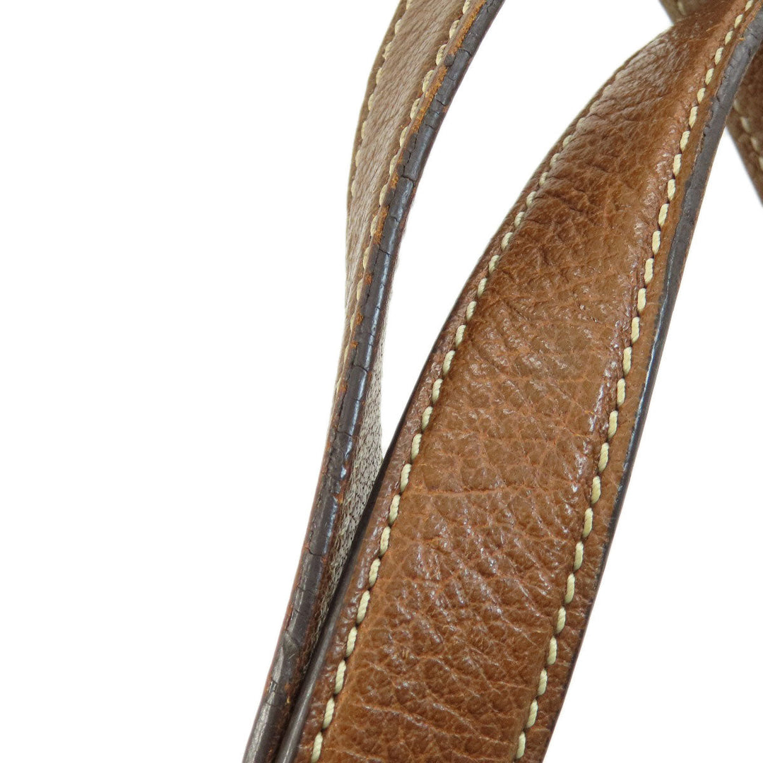 CELINE Tote Bag leather Brown Stripe stitch Women Used Authentic