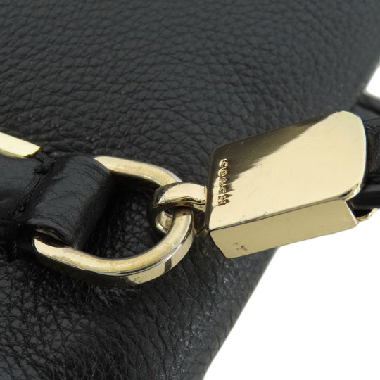 COACH Handbag 25169 leather black logo 2WAY Women Used Authentic