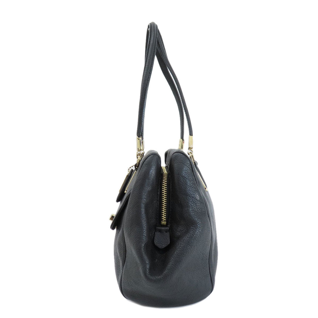 COACH Handbag 25169 leather black logo 2WAY Women Used Authentic