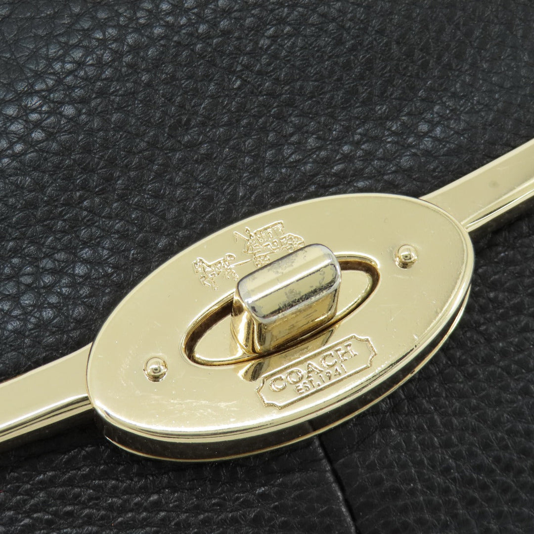 COACH Handbag 25169 leather black logo 2WAY Women Used Authentic