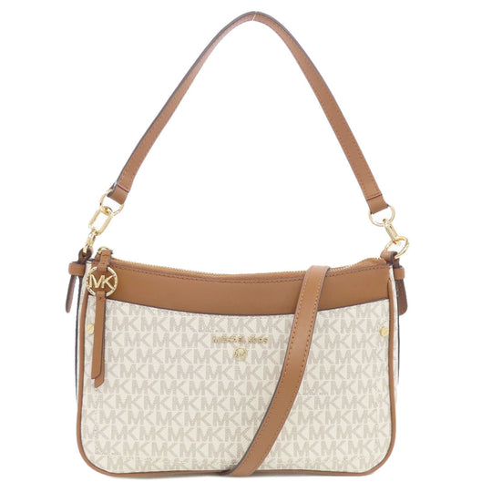 MICHAEL KORS Shoulder Bag PVC white MK Signature 2WAY Women Used Authentic
