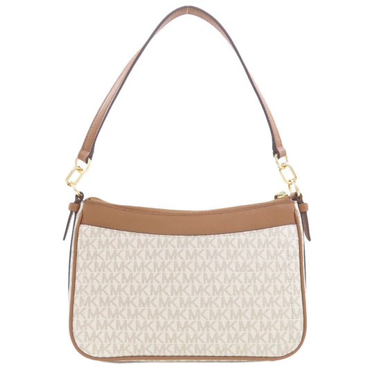 MICHAEL KORS Shoulder Bag PVC white MK Signature 2WAY Women Used Authentic