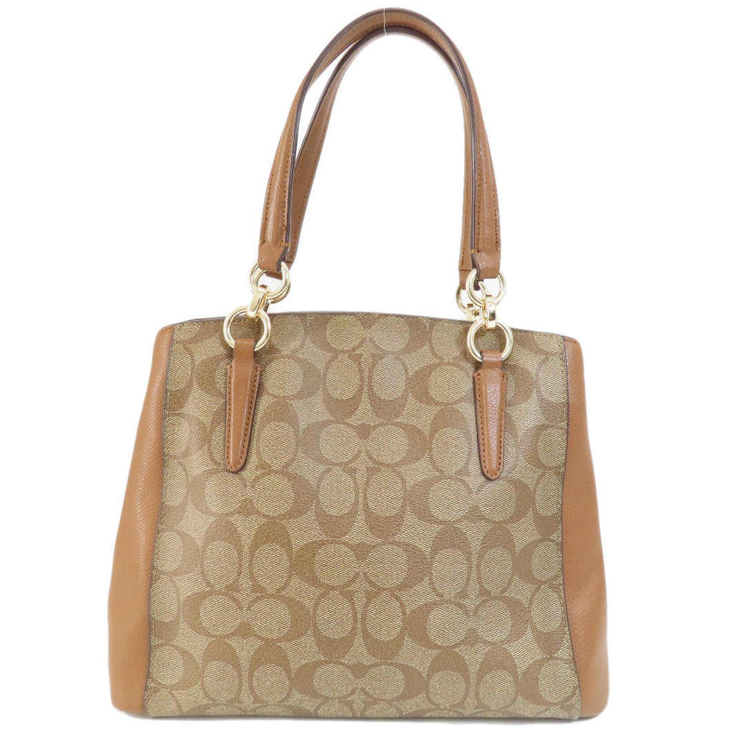 COACH Handbag F57273 PVC Brown Signature 2WAY Women Used Authentic