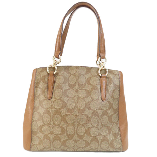 COACH Handbag F57273 PVC Brown Signature 2WAY Women Used Authentic