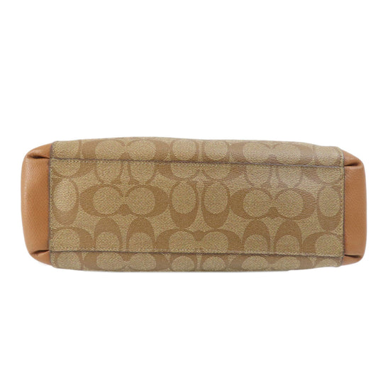 COACH Handbag F57273 PVC Brown Signature 2WAY Women Used Authentic