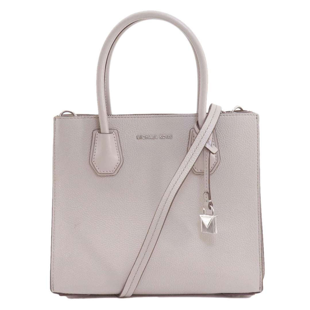 MICHAEL KORS Handbag leather gray logoMetal 2WAY Women Used Authentic