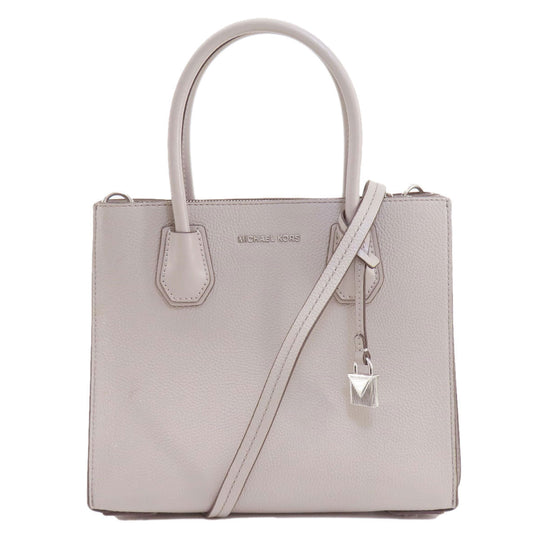 MICHAEL KORS Handbag leather gray logoMetal 2WAY Women Used Authentic