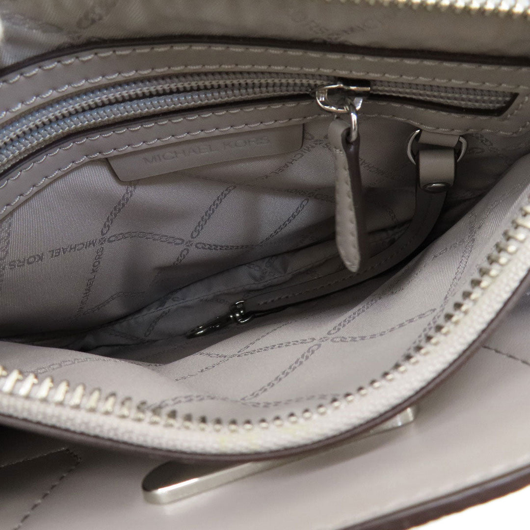 MICHAEL KORS Handbag leather gray logoMetal 2WAY Women Used Authentic