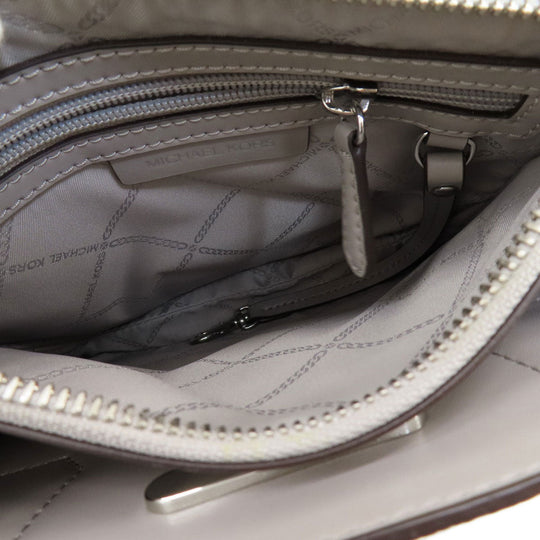MICHAEL KORS Handbag leather gray logoMetal 2WAY Women Used Authentic