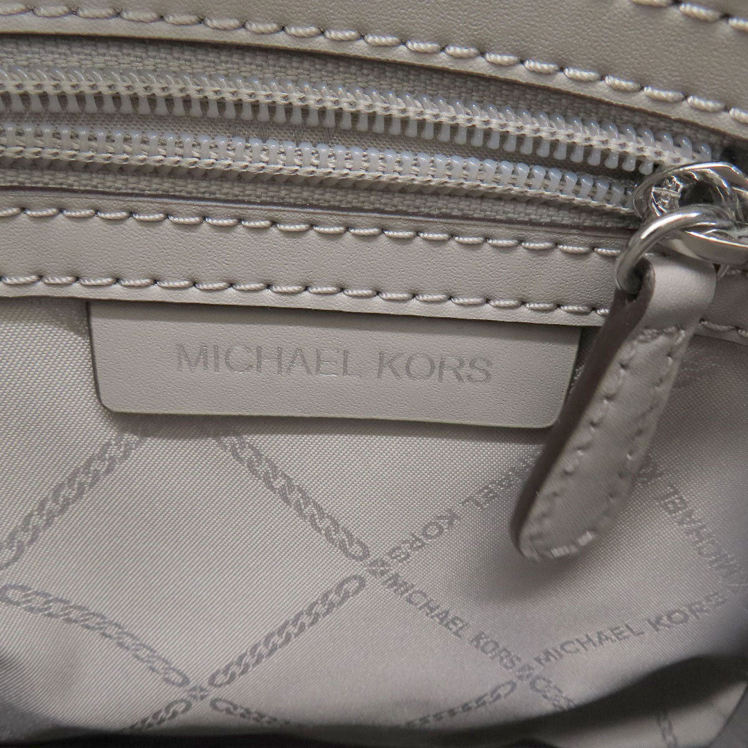 MICHAEL KORS Handbag leather gray logoMetal 2WAY Women Used Authentic