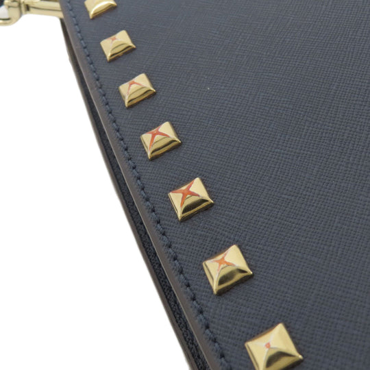 MICHAEL KORS Shoulder Bag leather Navy Studs Women Used Authentic
