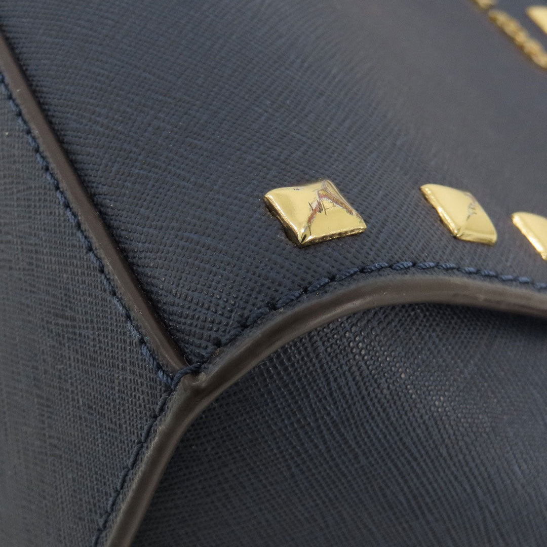 MICHAEL KORS Shoulder Bag leather Navy Studs Women Used Authentic