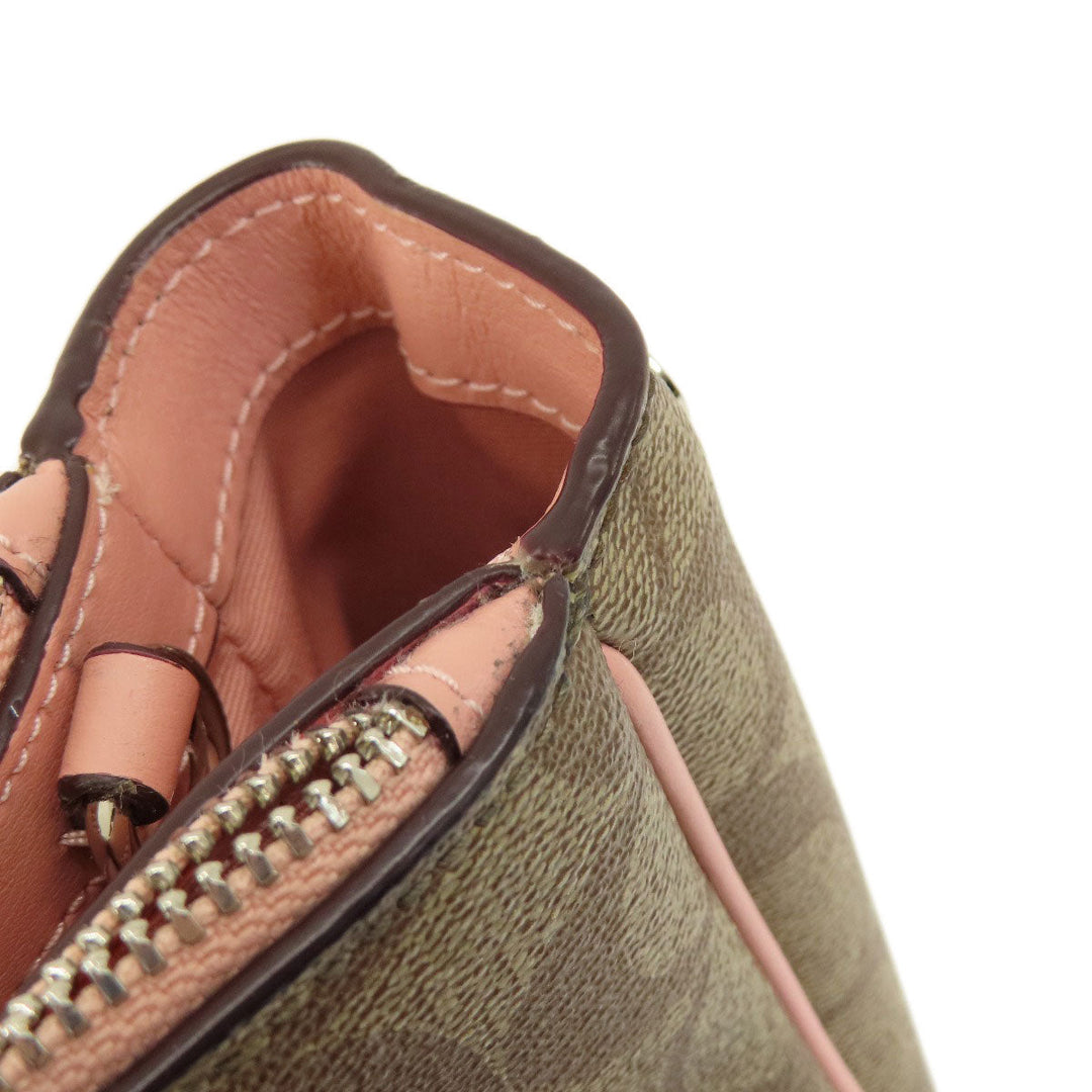 COACH Handbag F67027 PVC Brown Signature 2WAY Women Used Authentic